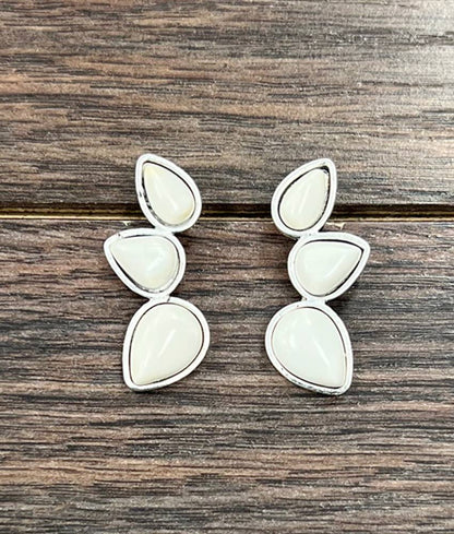 White Turquoise Stud Earrings - Roaming Gypsy Boutique