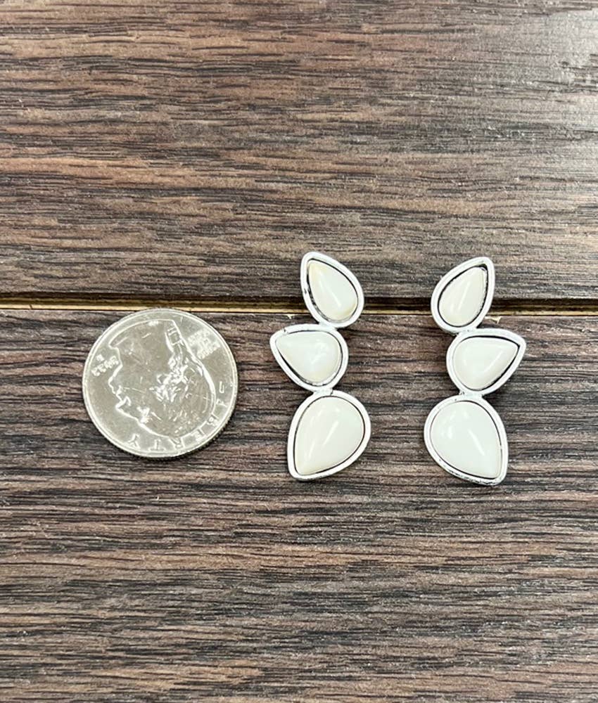 White Turquoise Stud Earrings - Roaming Gypsy Boutique