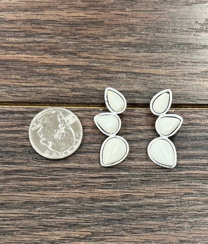 White Turquoise Stud Earrings - Roaming Gypsy Boutique
