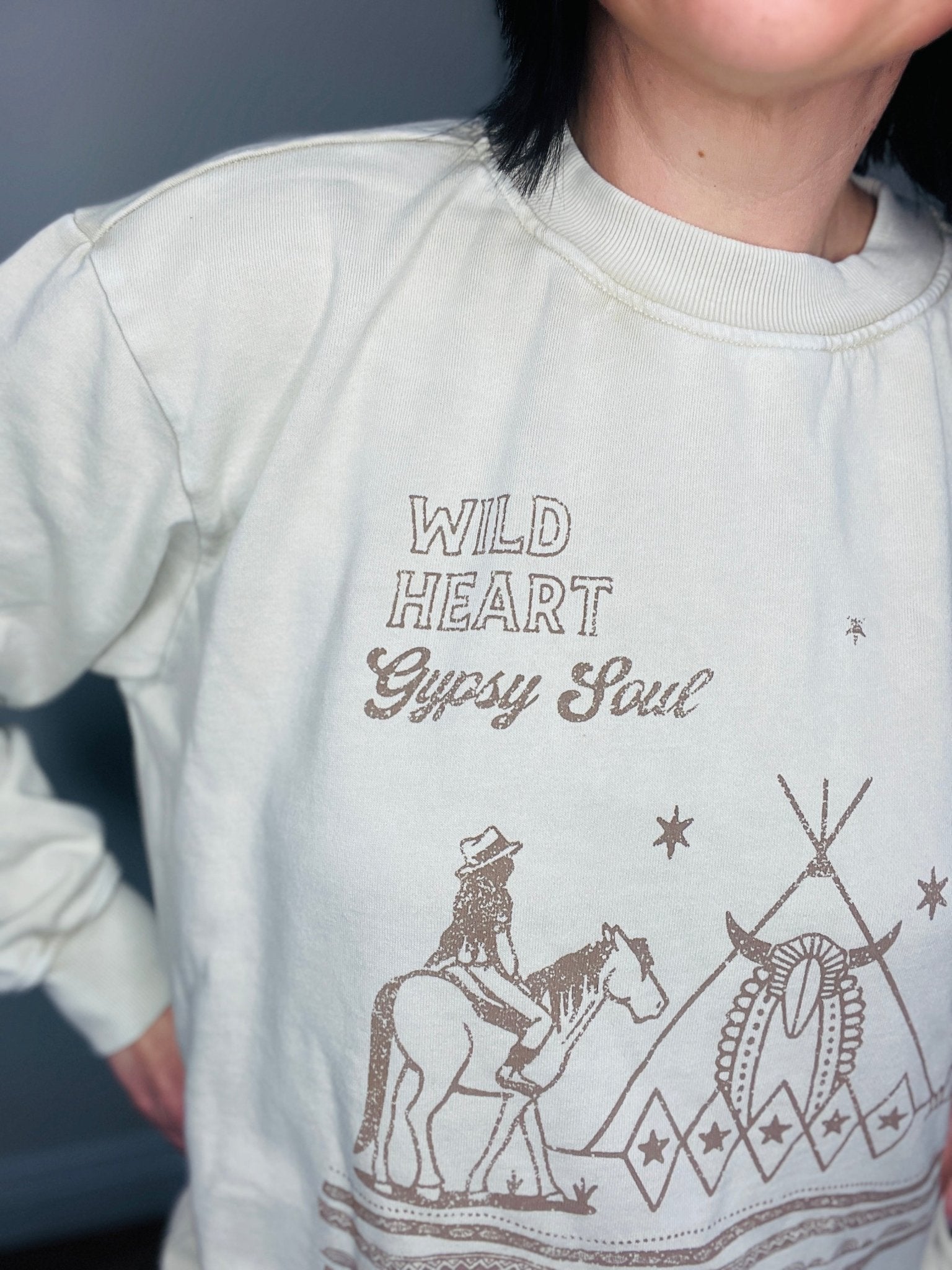 Wild Heart Mineral Sweatshirt - Roaming Gypsy Boutique