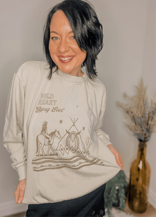 Wild Heart Mineral Sweatshirt - Roaming Gypsy Boutique