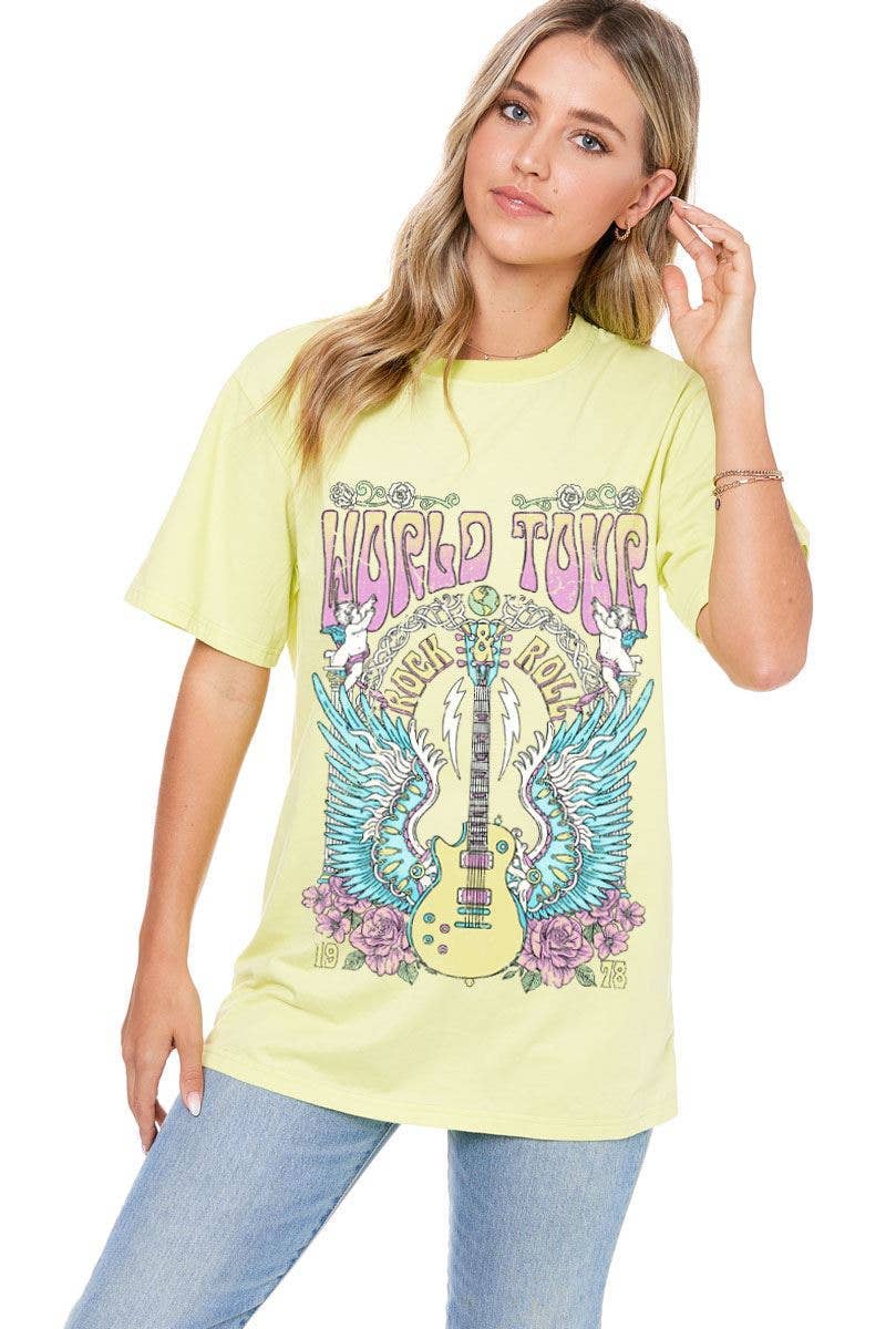 World Tour 78 Lime Tee - Roaming Gypsy Boutique