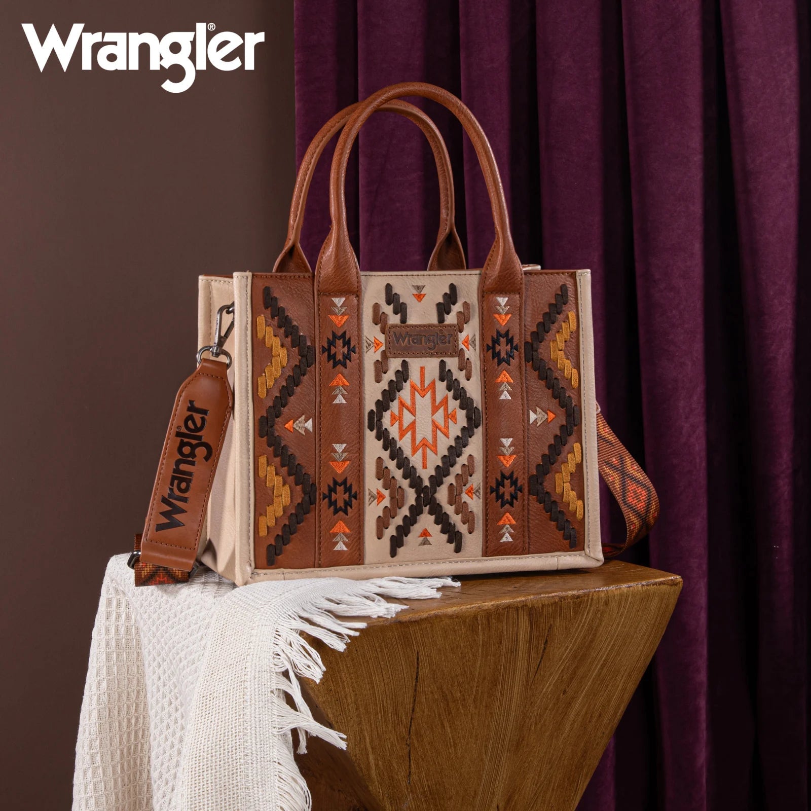 WRANGLER Aztec Embroidered Tote/Crossbody - Roaming Gypsy Boutique