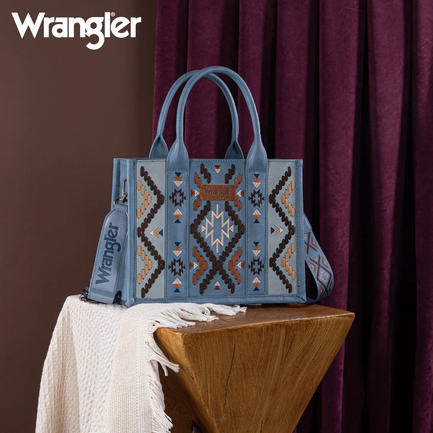 WRANGLER Aztec Embroidered Tote/Crossbody - Roaming Gypsy Boutique