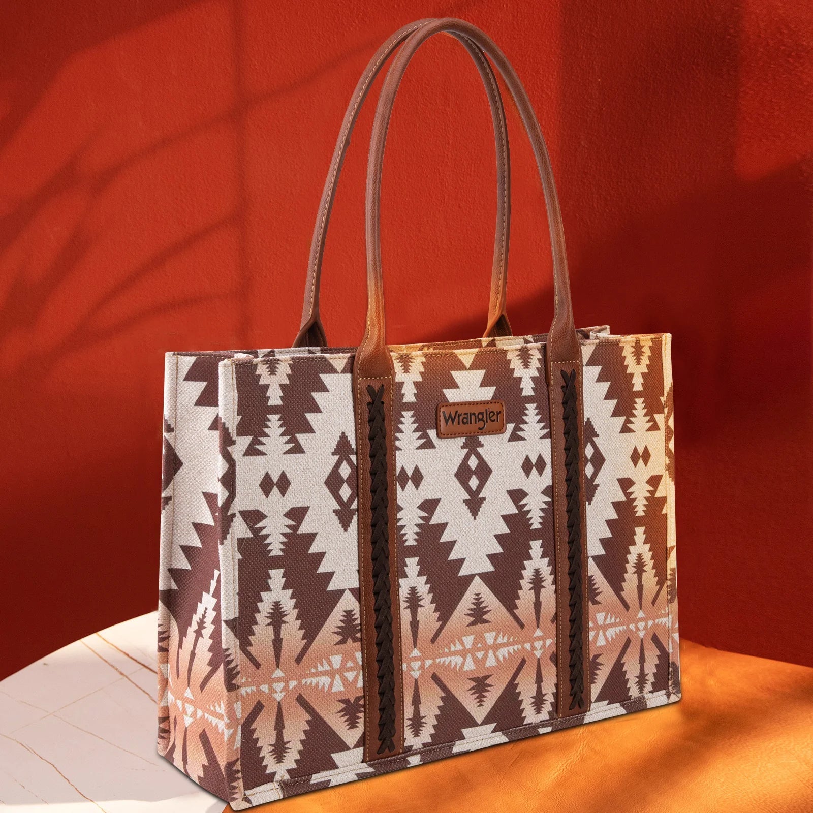Wrangler Light Coffee Wide Tote - Roaming Gypsy Boutique