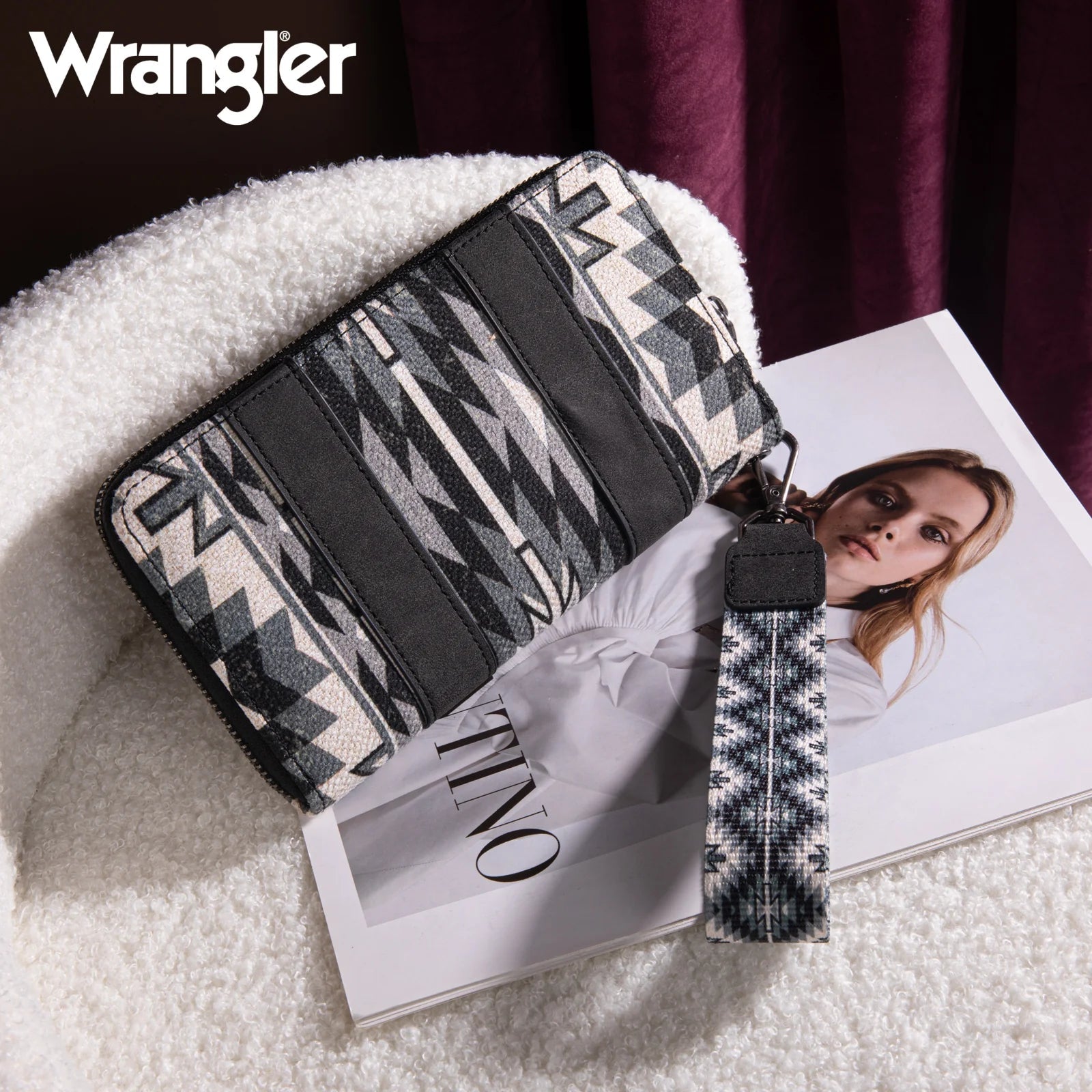 Wrangler Old West Southwest Wallet - Black - Roaming Gypsy Boutique