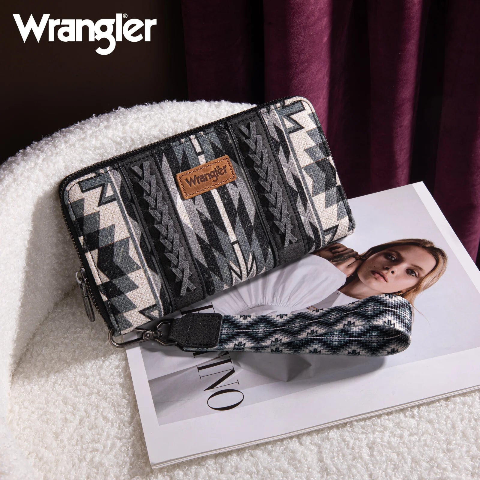 Wrangler Old West Southwest Wallet - Black - Roaming Gypsy Boutique
