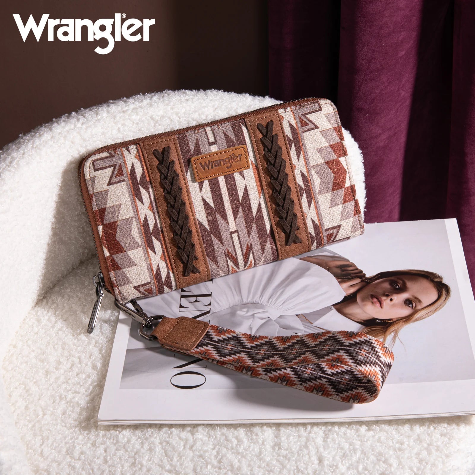 Wrangler Old West Southwest Wallet - Brown - Roaming Gypsy Boutique