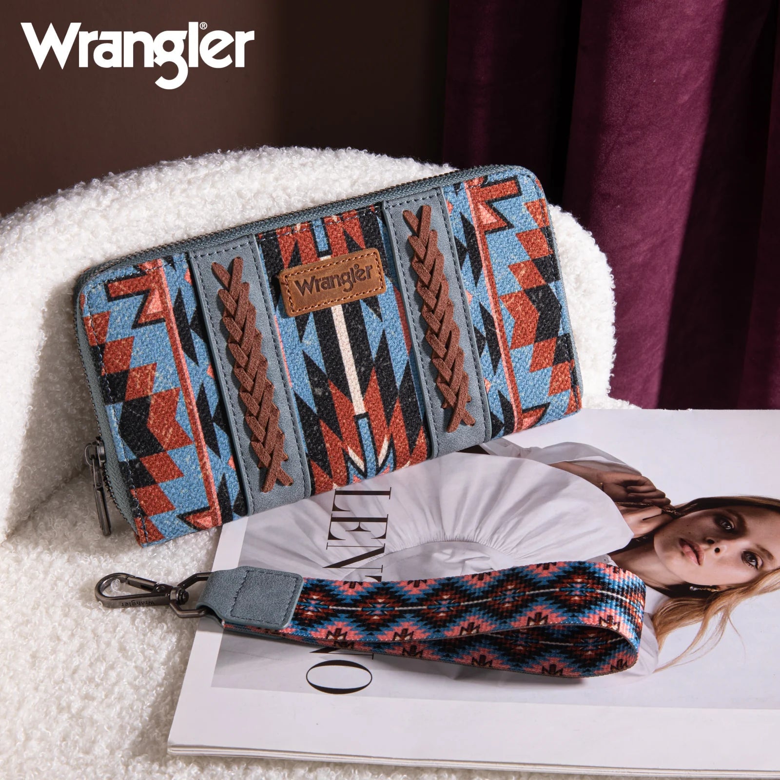 Wrangler Old West Southwest Wallet - Navy - Roaming Gypsy Boutique