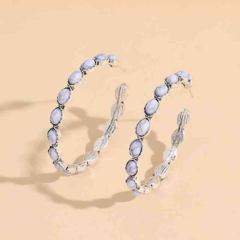 Turquoise C-Hoop Earrings | C-Hoop Earrings | Roaming Gypsy Boutique