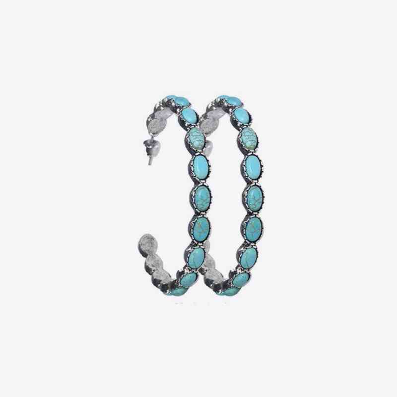 Turquoise C-Hoop Earrings | C-Hoop Earrings | Roaming Gypsy Boutique